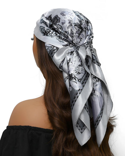 Head Scarf Women Luxury Brand Square 90*90Cm Silk Foulard Satin Bandana Cheveux Soft Neckerchief Hijab Hair Scarves for Ladies