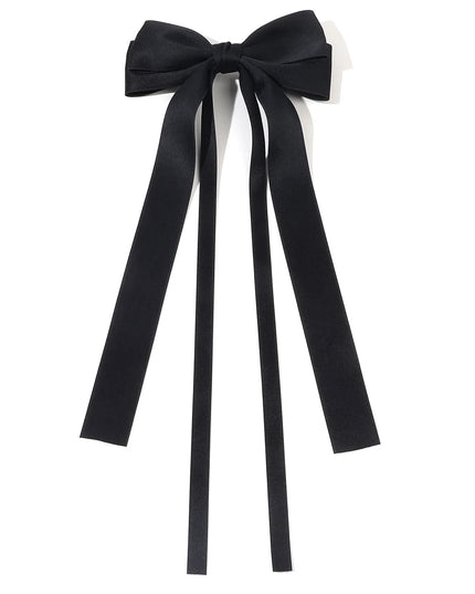 Korean Solid Color Ribbon Double Bowknot Hair Clips for Women Girls Trendy Big Bow Long Tassel Silver Barrettes Pin Accessories