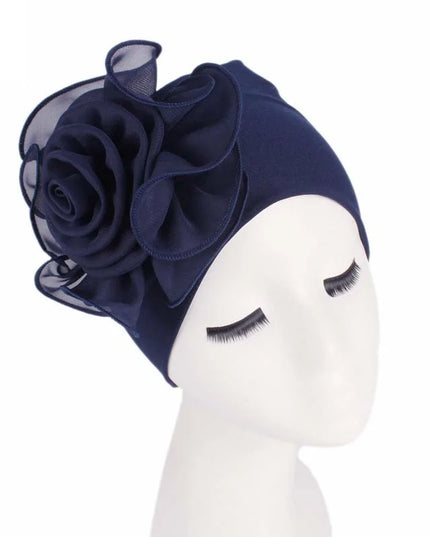 Newly Big Lace Flower African Bandana Head Wrap Women Elastic Hair Loss Cap Turban Wedding Party Headwear Hair Accessories