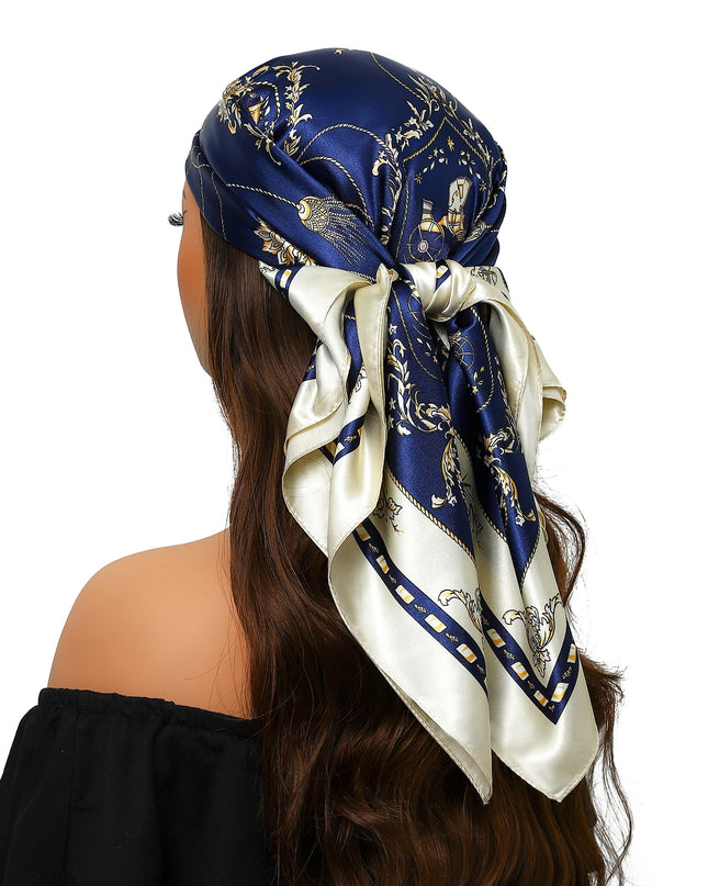 Head Scarf Women Luxury Brand Square 90*90Cm Silk Foulard Satin Bandana Cheveux Soft Neckerchief Hijab Hair Scarves for Ladies
