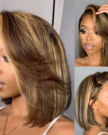 Highlight Wig Human Hair Bob Wig Short Straight Body Curly Bob Wig Lace Front Human Hair Wigs Piano Cheap Wig on Clearance Seal