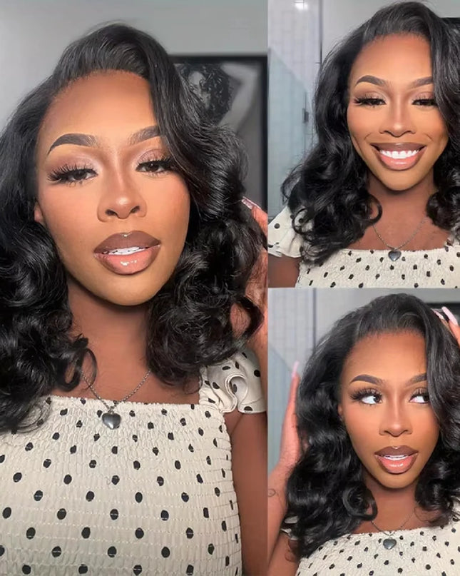 Short Bob Body Wave Wig 13X4 Transpare Lace Front Human Hair Wigs for Women 100% Brazilian Remy Hair Prepluck with Baby Hair ﻿