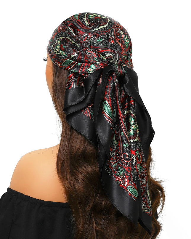 Head Scarf Women Luxury Brand Square 90*90Cm Silk Foulard Satin Bandana Cheveux Soft Neckerchief Hijab Hair Scarves for Ladies