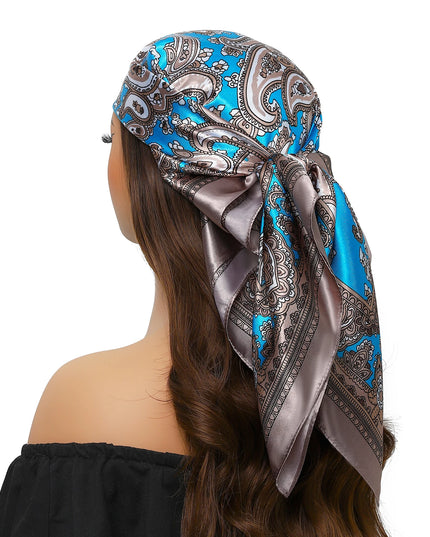 Head Scarf Women Luxury Brand Square 90*90Cm Silk Foulard Satin Bandana Cheveux Soft Neckerchief Hijab Hair Scarves for Ladies