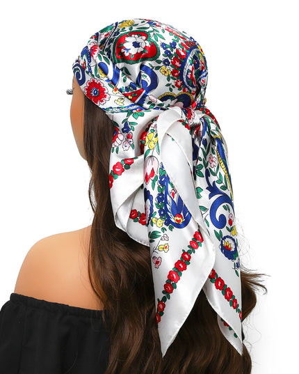 Head Scarf Women Luxury Brand Square 90*90Cm Silk Foulard Satin Bandana Cheveux Soft Neckerchief Hijab Hair Scarves for Ladies
