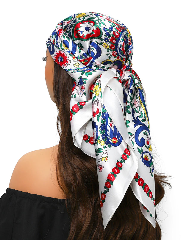Head Scarf Women Luxury Brand Square 90*90Cm Silk Foulard Satin Bandana Cheveux Soft Neckerchief Hijab Hair Scarves for Ladies