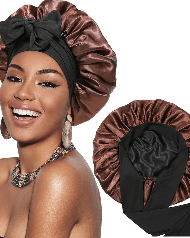 Double Layer Satin Hair Cap for Sleeping Bonnets for Women round Haircare Women Headwear Night Hat Reversible Head Cover