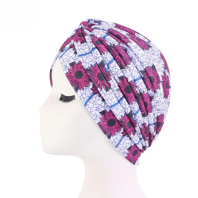 Women Printed Knot Turban Indian Muslim Headwraps Chemo Cap Hijab Beanie Bonnet Head Wrap Bandanas Hair Loss Headscarf