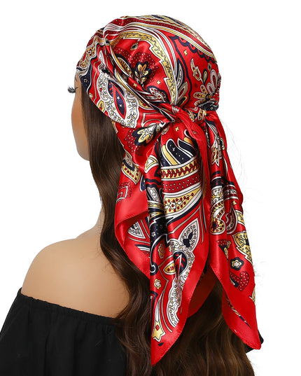 Head Scarf Women Luxury Brand Square 90*90Cm Silk Foulard Satin Bandana Cheveux Soft Neckerchief Hijab Hair Scarves for Ladies