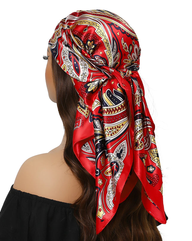 Head Scarf Women Luxury Brand Square 90*90Cm Silk Foulard Satin Bandana Cheveux Soft Neckerchief Hijab Hair Scarves for Ladies