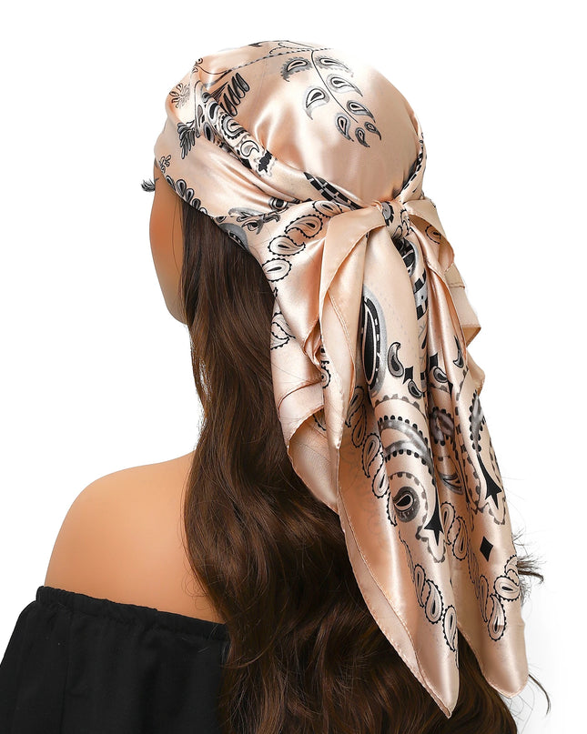 Head Scarf Women Luxury Brand Square 90*90Cm Silk Foulard Satin Bandana Cheveux Soft Neckerchief Hijab Hair Scarves for Ladies