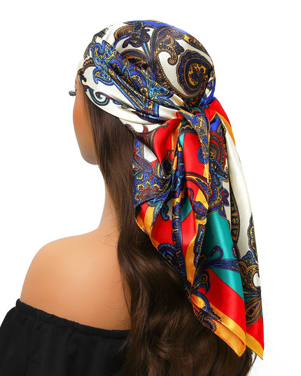 Head Scarf Women Luxury Brand Square 90*90Cm Silk Foulard Satin Bandana Cheveux Soft Neckerchief Hijab Hair Scarves for Ladies