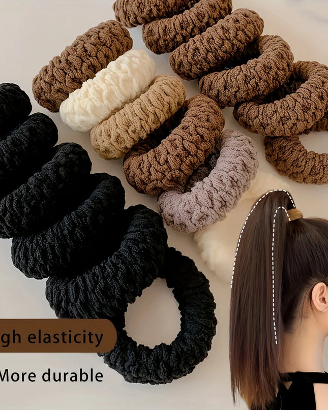 10Pcs of Upgraded Wide and Thick Hair Ties, Fashionable for Ponytails and Buns, Made of Durable Elastic Material That Won'T Dama