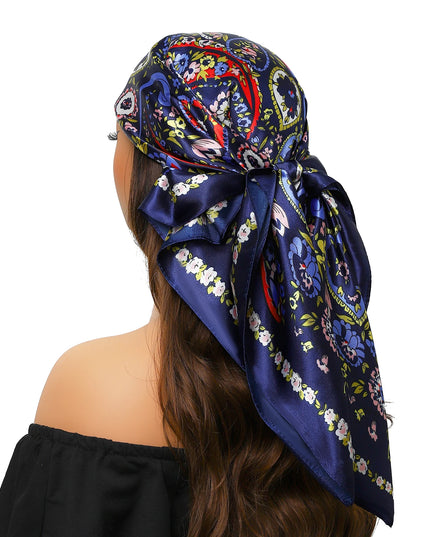 Head Scarf Women Luxury Brand Square 90*90Cm Silk Foulard Satin Bandana Cheveux Soft Neckerchief Hijab Hair Scarves for Ladies