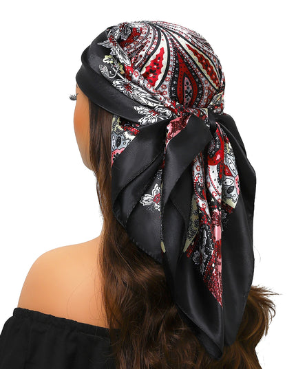 Head Scarf Women Luxury Brand Square 90*90Cm Silk Foulard Satin Bandana Cheveux Soft Neckerchief Hijab Hair Scarves for Ladies