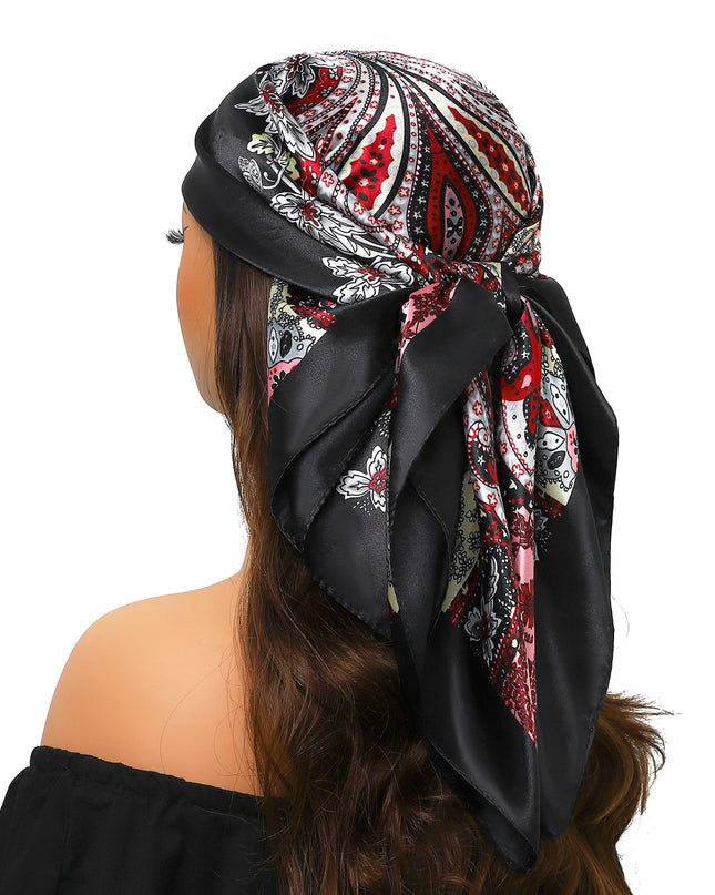 Head Scarf Women Luxury Brand Square 90*90Cm Silk Foulard Satin Bandana Cheveux Soft Neckerchief Hijab Hair Scarves for Ladies