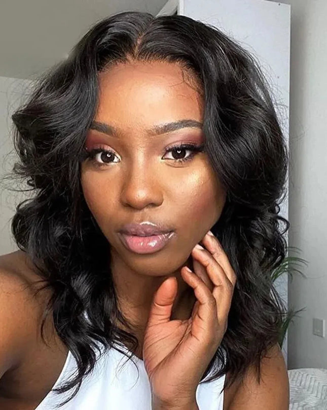 Short Bob Body Wave Wig 13X4 Transpare Lace Front Human Hair Wigs for Women 100% Brazilian Remy Hair Prepluck with Baby Hair ﻿