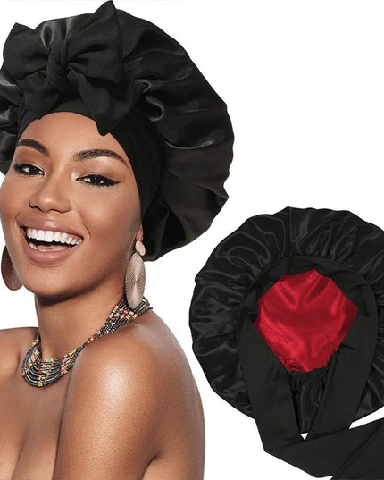 Double Layer Satin Hair Cap for Sleeping Bonnets for Women round Haircare Women Headwear Night Hat Reversible Head Cover