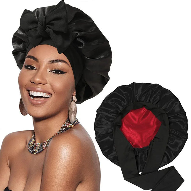Double Layer Satin Hair Cap for Sleeping Bonnets for Women round Haircare Women Headwear Night Hat Reversible Head Cover