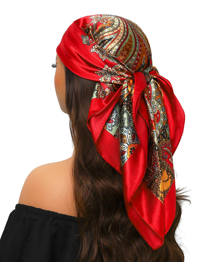 Head Scarf Women Luxury Brand Square 90*90Cm Silk Foulard Satin Bandana Cheveux Soft Neckerchief Hijab Hair Scarves for Ladies