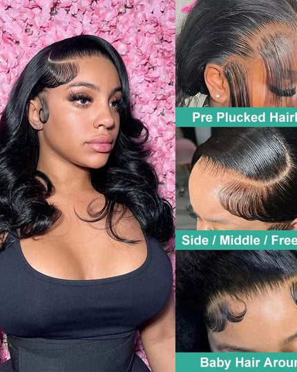 Short Bob Body Wave Wig 13X4 Transpare Lace Front Human Hair Wigs for Women 100% Brazilian Remy Hair Prepluck with Baby Hair ﻿