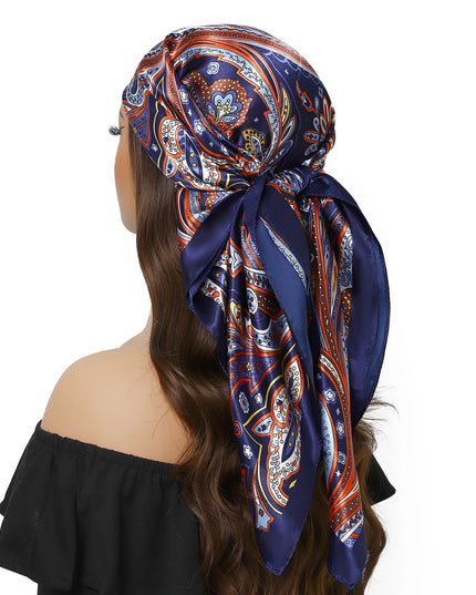 Head Scarf Women Luxury Brand Square 90*90Cm Silk Foulard Satin Bandana Cheveux Soft Neckerchief Hijab Hair Scarves for Ladies