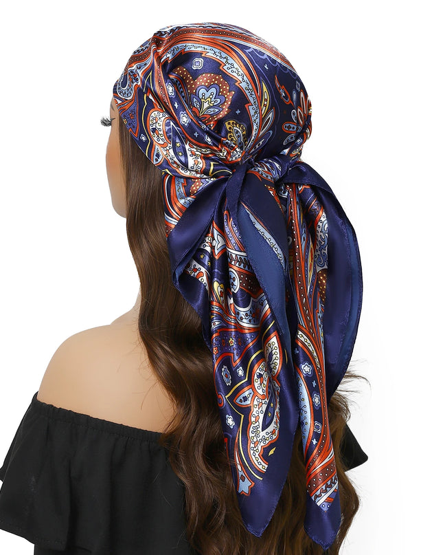 Head Scarf Women Luxury Brand Square 90*90Cm Silk Foulard Satin Bandana Cheveux Soft Neckerchief Hijab Hair Scarves for Ladies