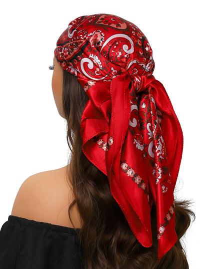 Head Scarf Women Luxury Brand Square 90*90Cm Silk Foulard Satin Bandana Cheveux Soft Neckerchief Hijab Hair Scarves for Ladies