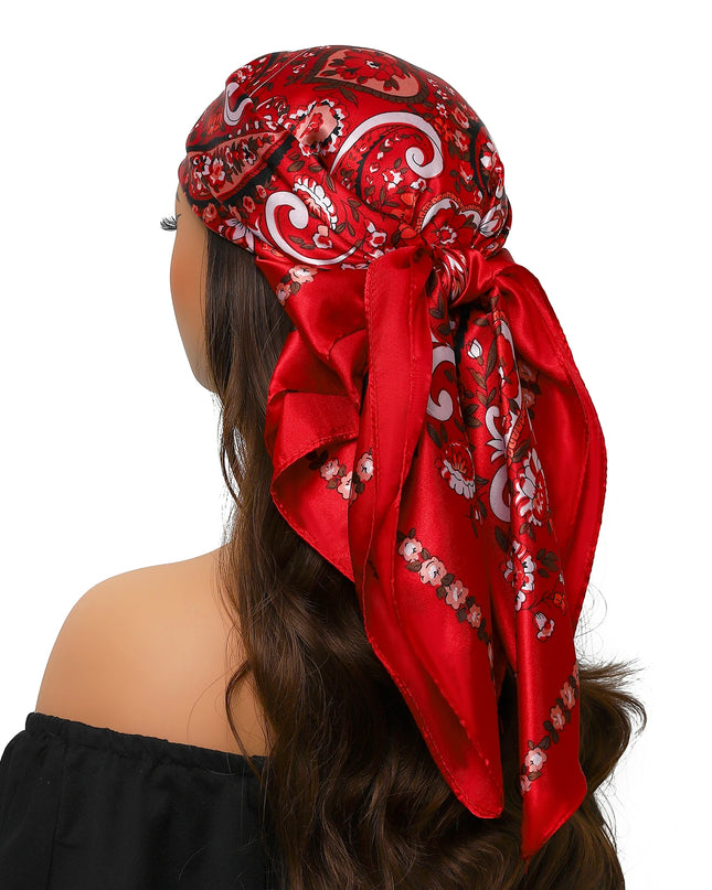 Head Scarf Women Luxury Brand Square 90*90Cm Silk Foulard Satin Bandana Cheveux Soft Neckerchief Hijab Hair Scarves for Ladies