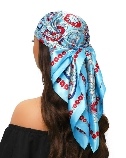 Head Scarf Women Luxury Brand Square 90*90Cm Silk Foulard Satin Bandana Cheveux Soft Neckerchief Hijab Hair Scarves for Ladies