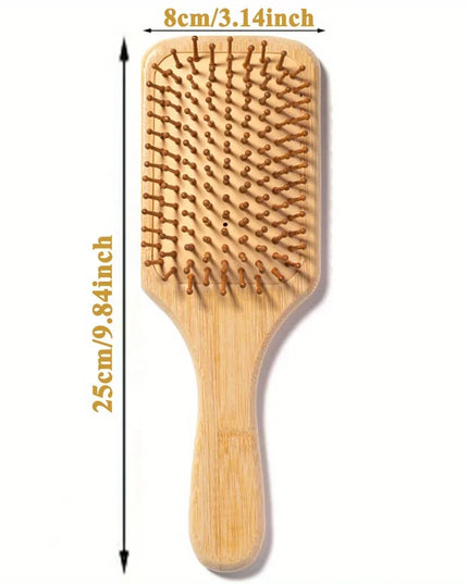 Natural Bamboo Paddle Comb Air Cushion Comb Scalp Massage Anti-Static Tangle Free Comb,Special for Real Hair Wigs