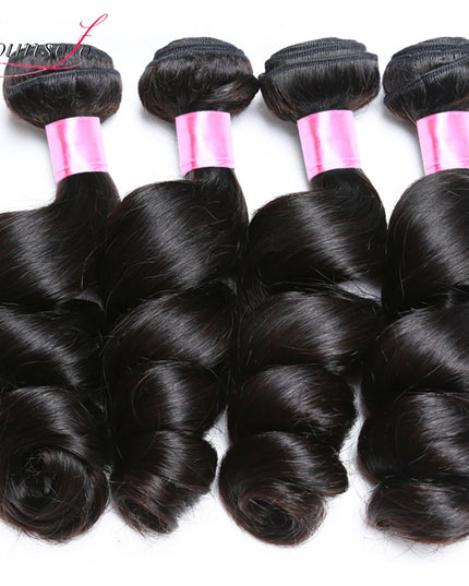 Younsolo Loose Wave Bundles Brazilian Human Hair Loose Weave Bundles 1/3/4/Pcs Lot Natural Black Human Hair Extensions for Woman