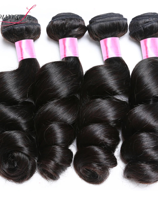 Younsolo Loose Wave Bundles Brazilian Human Hair Loose Weave Bundles 1/3/4/Pcs Lot Natural Black Human Hair Extensions for Woman