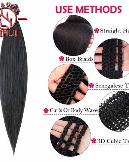 30" Ombre Brown Pre Stretched Braiding Hair YAKI Straight Jumbo Braids Hair Extensions Synthetic Bulk Hair Wholesale Fake Hair