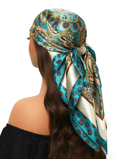 Head Scarf Women Luxury Brand Square 90*90Cm Silk Foulard Satin Bandana Cheveux Soft Neckerchief Hijab Hair Scarves for Ladies