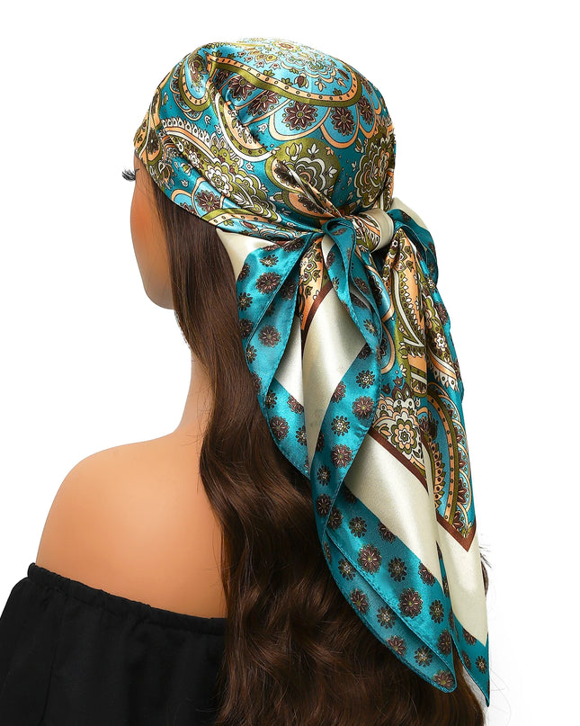 Head Scarf Women Luxury Brand Square 90*90Cm Silk Foulard Satin Bandana Cheveux Soft Neckerchief Hijab Hair Scarves for Ladies
