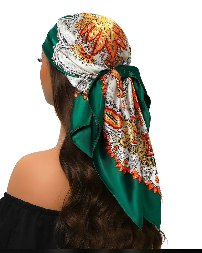 Head Scarf Women Luxury Brand Square 90*90Cm Silk Foulard Satin Bandana Cheveux Soft Neckerchief Hijab Hair Scarves for Ladies