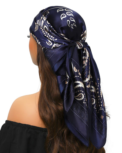 Head Scarf Women Luxury Brand Square 90*90Cm Silk Foulard Satin Bandana Cheveux Soft Neckerchief Hijab Hair Scarves for Ladies