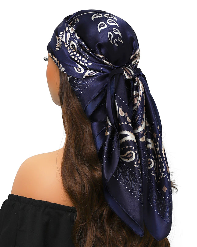 Head Scarf Women Luxury Brand Square 90*90Cm Silk Foulard Satin Bandana Cheveux Soft Neckerchief Hijab Hair Scarves for Ladies