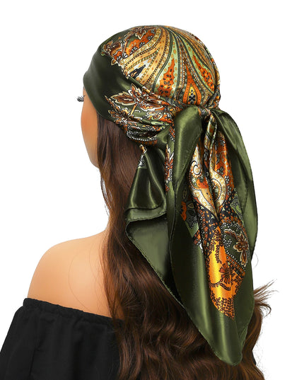Head Scarf Women Luxury Brand Square 90*90Cm Silk Foulard Satin Bandana Cheveux Soft Neckerchief Hijab Hair Scarves for Ladies