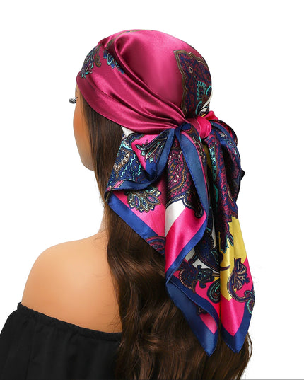 Head Scarf Women Luxury Brand Square 90*90Cm Silk Foulard Satin Bandana Cheveux Soft Neckerchief Hijab Hair Scarves for Ladies
