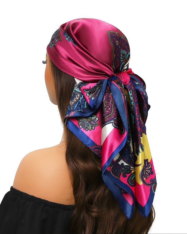 Head Scarf Women Luxury Brand Square 90*90Cm Silk Foulard Satin Bandana Cheveux Soft Neckerchief Hijab Hair Scarves for Ladies