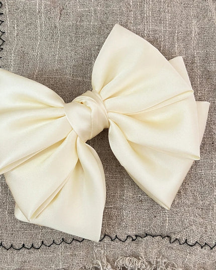 Female Satin Bow Hairpin Ponytail Clip Two-Layer Bowknot Ribbon Spring Clip Temperament Accessories Korean Fashion Elegant