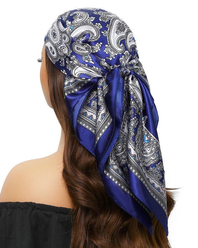 Head Scarf Women Luxury Brand Square 90*90Cm Silk Foulard Satin Bandana Cheveux Soft Neckerchief Hijab Hair Scarves for Ladies