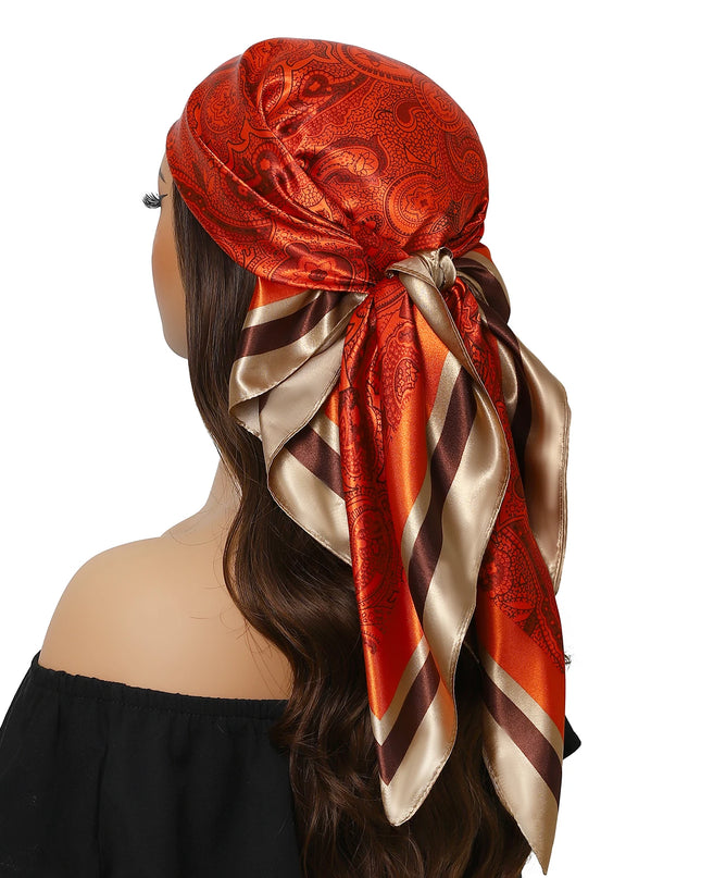 Head Scarf Women Luxury Brand Square 90*90Cm Silk Foulard Satin Bandana Cheveux Soft Neckerchief Hijab Hair Scarves for Ladies