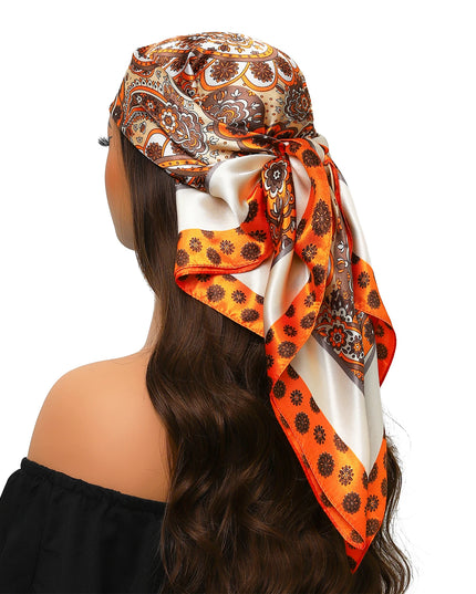 Head Scarf Women Luxury Brand Square 90*90Cm Silk Foulard Satin Bandana Cheveux Soft Neckerchief Hijab Hair Scarves for Ladies