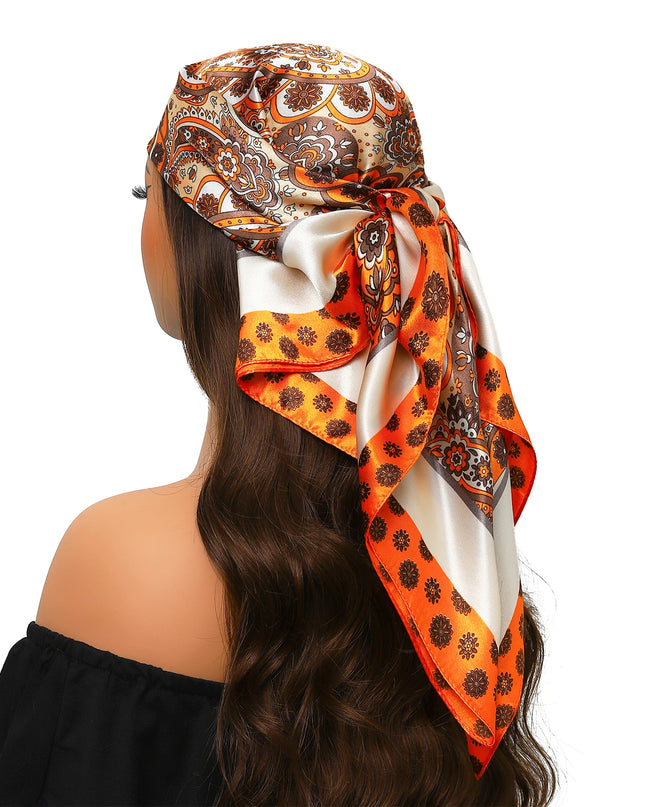 Head Scarf Women Luxury Brand Square 90*90Cm Silk Foulard Satin Bandana Cheveux Soft Neckerchief Hijab Hair Scarves for Ladies