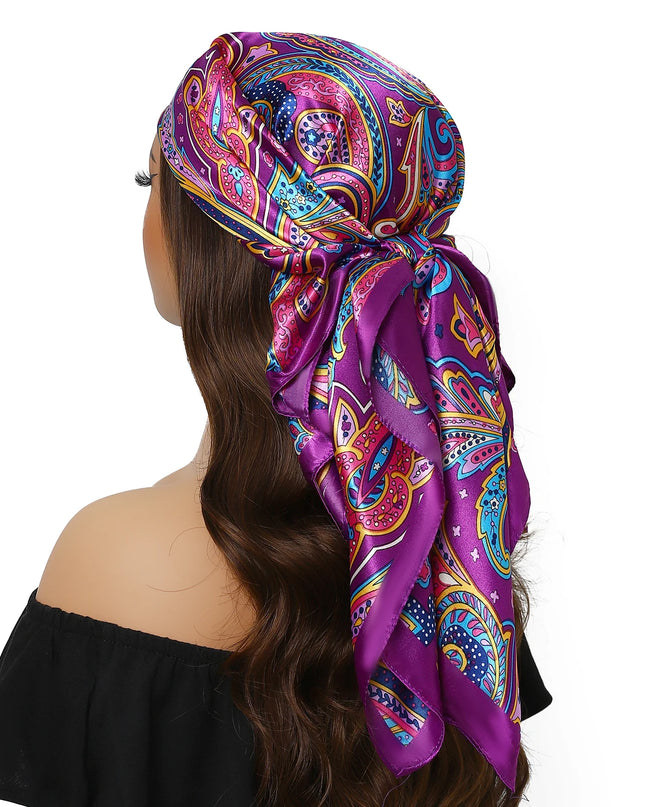 Head Scarf Women Luxury Brand Square 90*90Cm Silk Foulard Satin Bandana Cheveux Soft Neckerchief Hijab Hair Scarves for Ladies