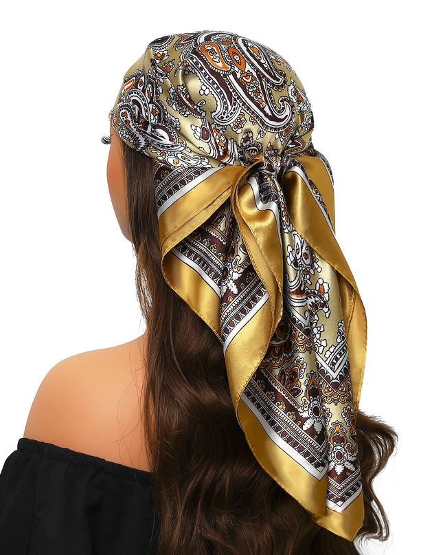 Head Scarf Women Luxury Brand Square 90*90Cm Silk Foulard Satin Bandana Cheveux Soft Neckerchief Hijab Hair Scarves for Ladies