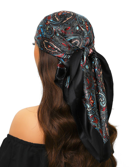 Head Scarf Women Luxury Brand Square 90*90Cm Silk Foulard Satin Bandana Cheveux Soft Neckerchief Hijab Hair Scarves for Ladies